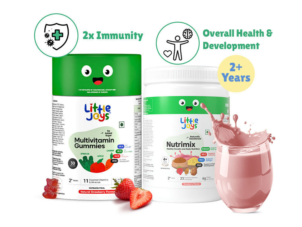 Little Joys Multivitamin Gummies & Nutrimix Immunity Boosting Kit Strawberry 2 Years + | Grocsy