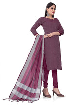 Wine Cotton Jacquard Woven Unstitched Dress Material - Amara | Grocsy