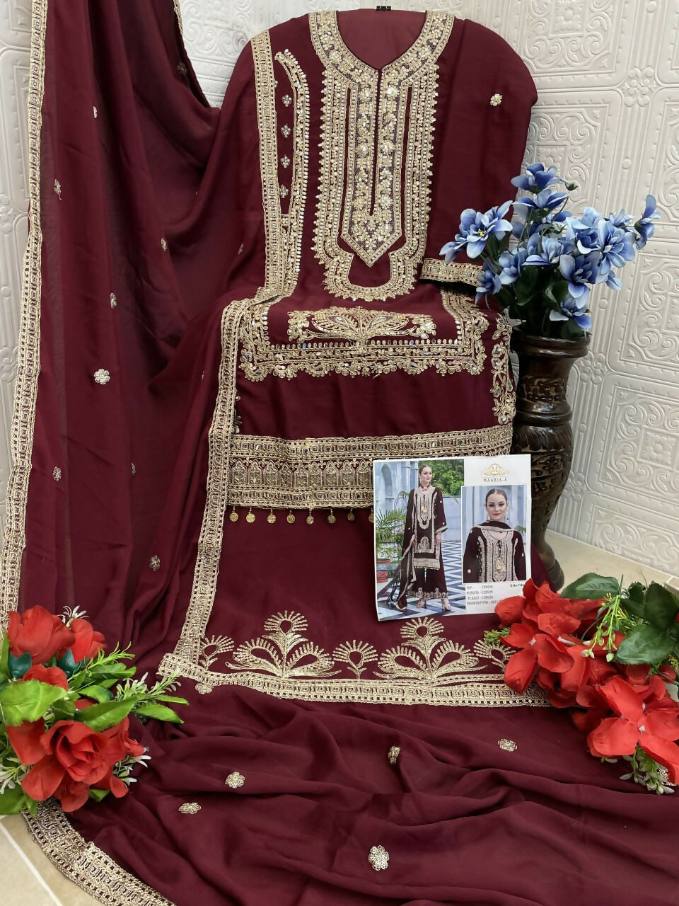 Vastranavya Heavy Chinon With Embroidery Coding Sequence with Real Mirror Work Pakistani Suits | Grocsy