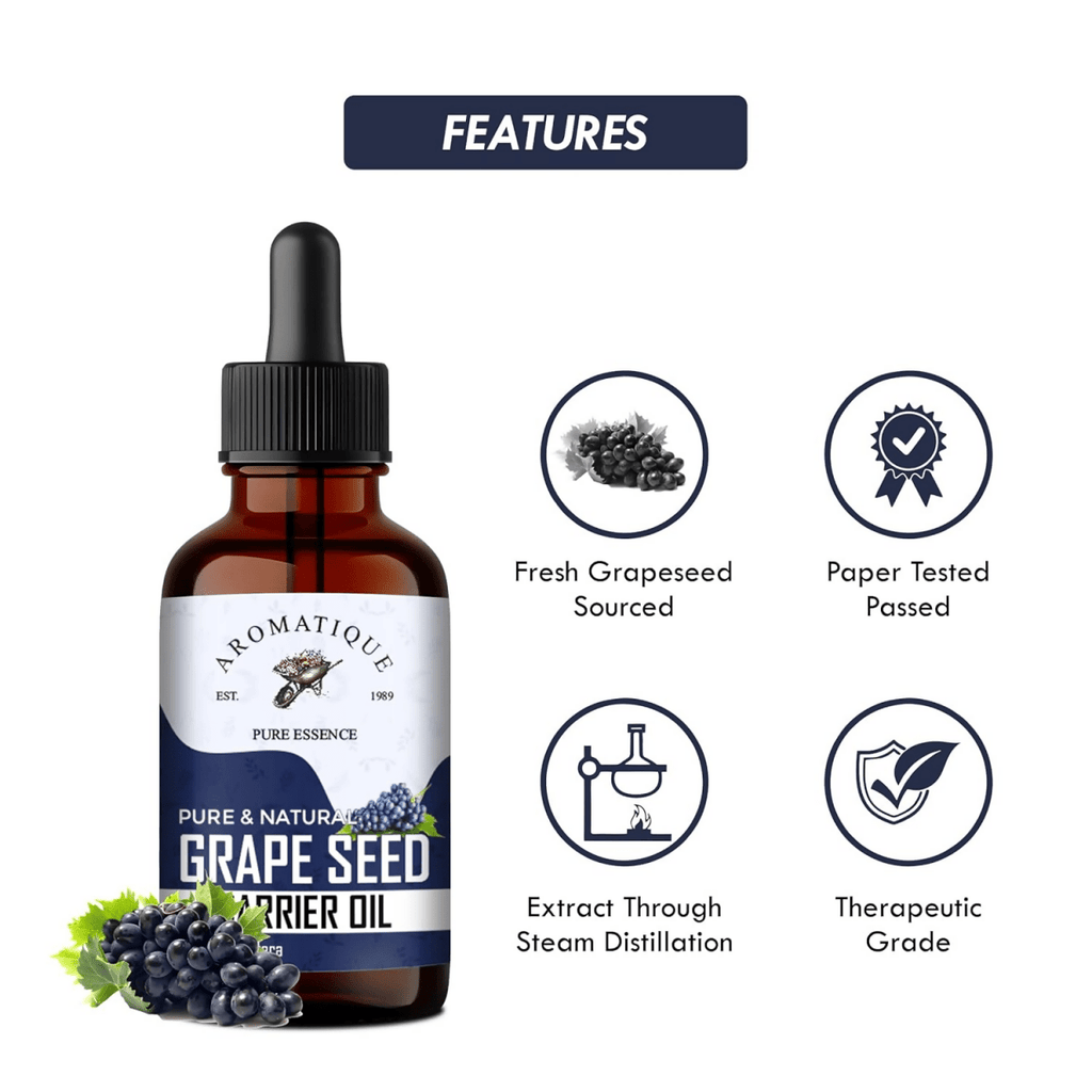 Aromatique Pure Grape Seed Oil For Hair & Skin | Grocsy