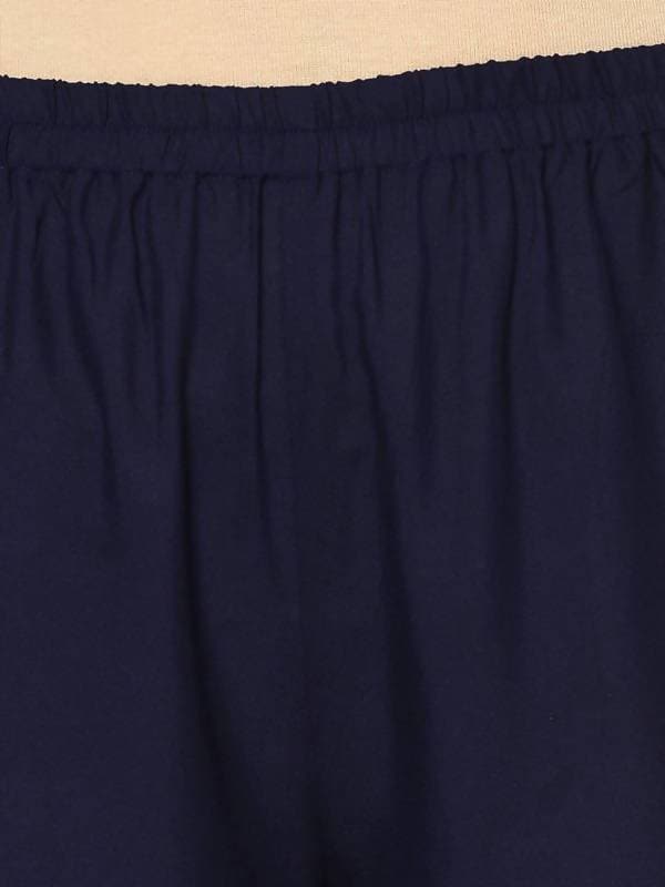 Aniyah Rayon Navy Blue Color Block Print Flared Slip-On Palazzo (AN-216K) | Grocsy