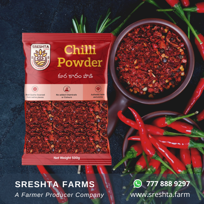 Sreshta Farms Natural Masala Chilli Powder (Kura Karam) | Grocsy