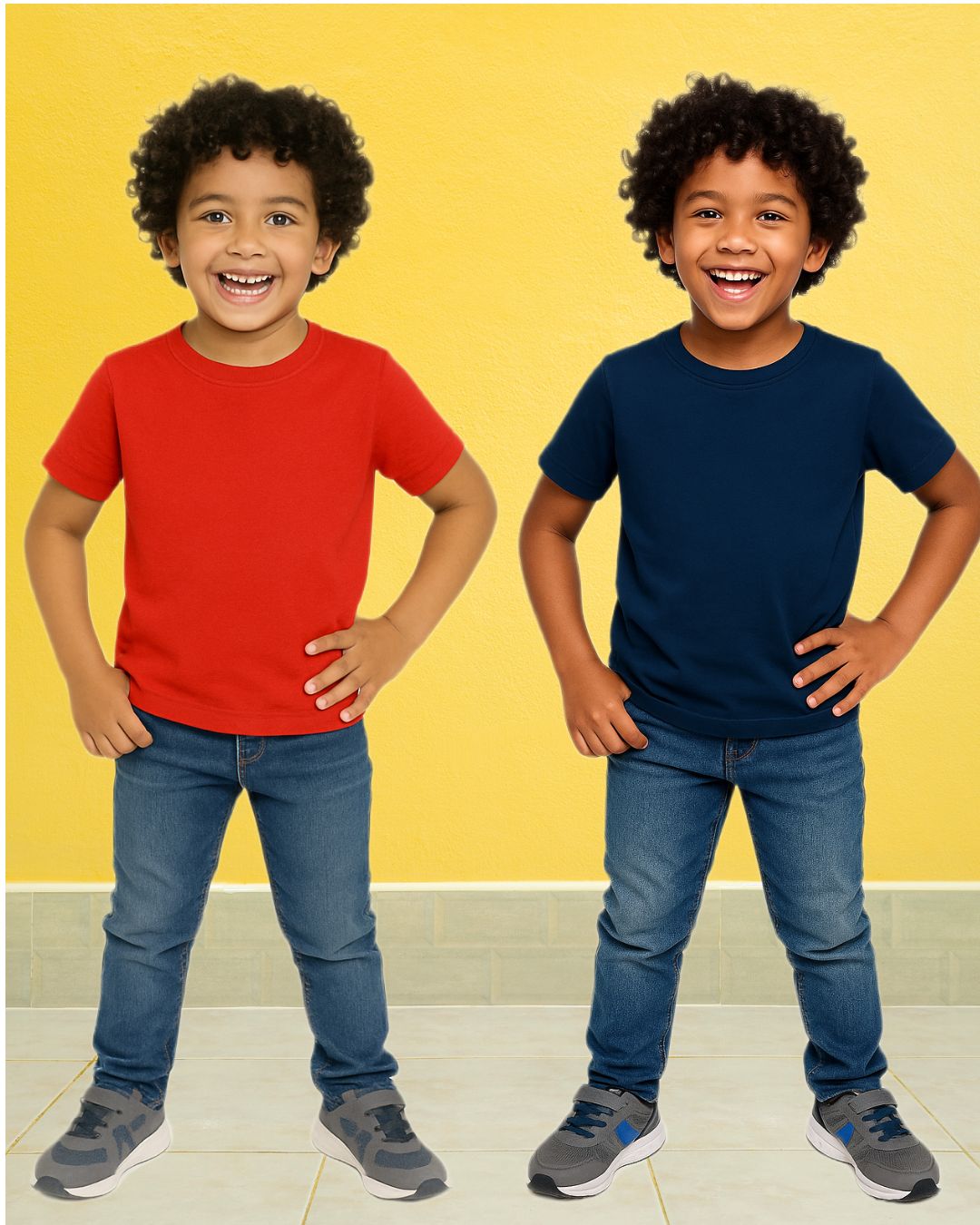 Chilins Kids Round Neck T-Shirt Half Sleeves 100% Cotton Plain Solid Color Tshirt | Grocsy