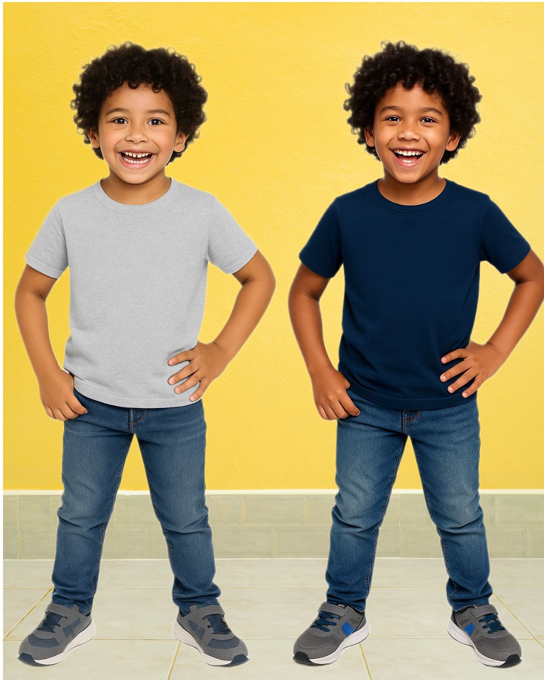 Chilins Kids Round Neck T-Shirt Half Sleeves 100% Cotton Plain Solid Color Tshirt | Grocsy