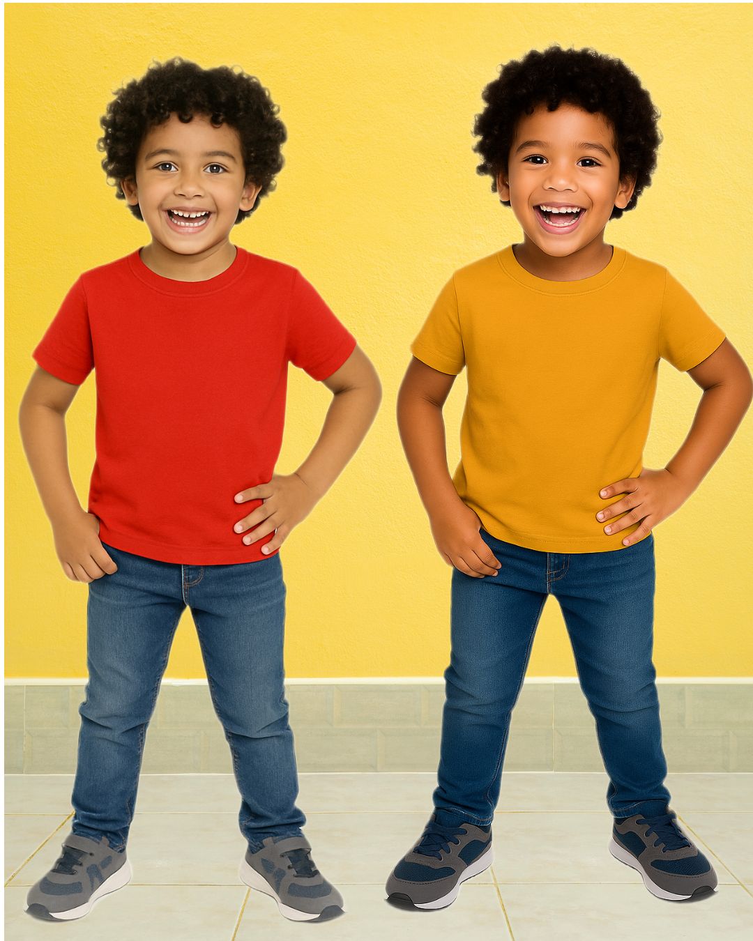 Chilins Kids Round Neck T-Shirt Half Sleeves 100% Cotton Plain Solid Color Tshirt | Grocsy