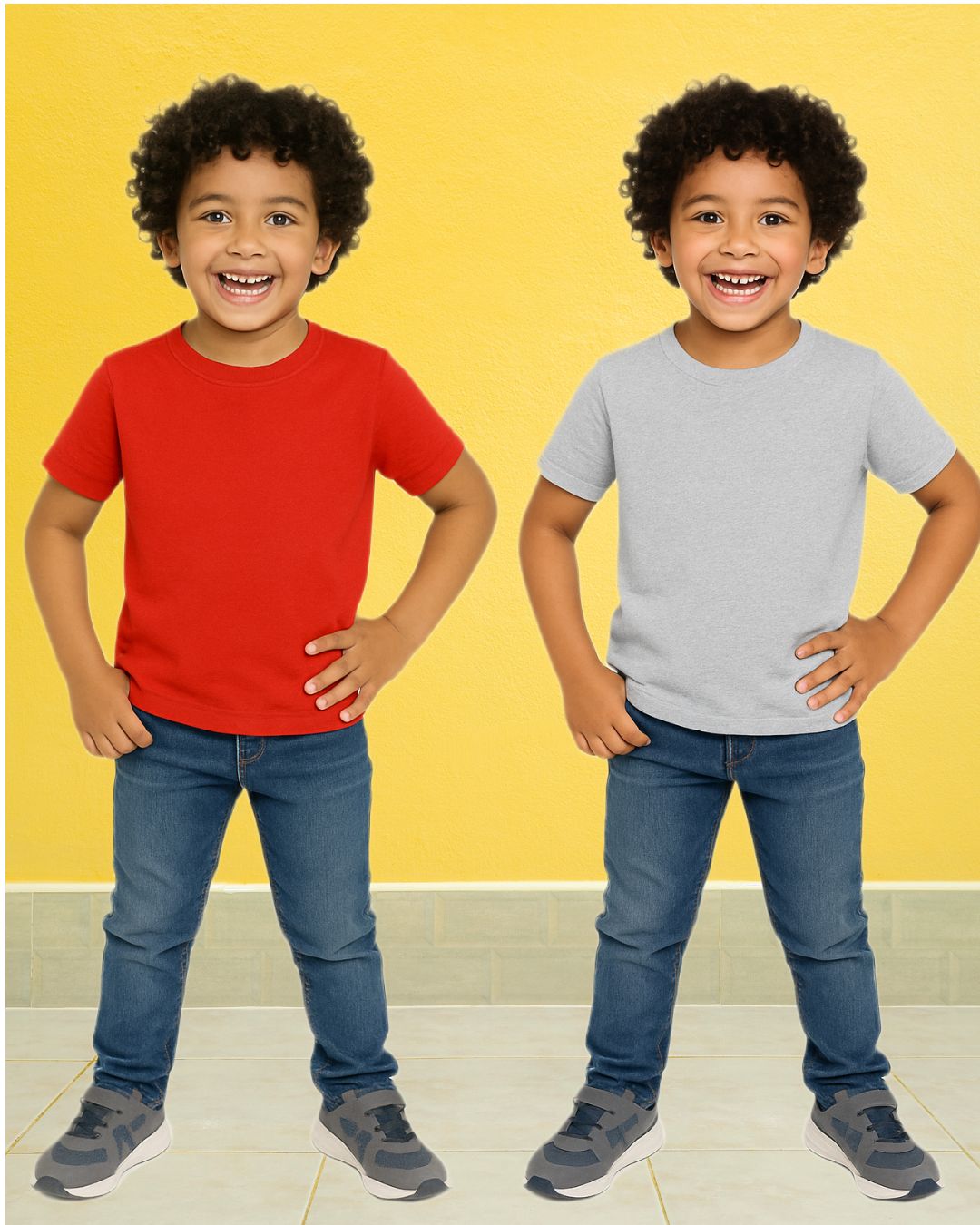 Chilins Kids Round Neck T-Shirt Half Sleeves 100% Cotton Plain Solid Color Tshirt | Grocsy