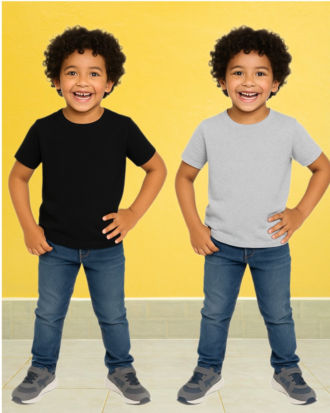 Chilins Kids Round Neck T-Shirt Half Sleeves 100% Cotton Plain Solid Color Tshirt | Grocsy