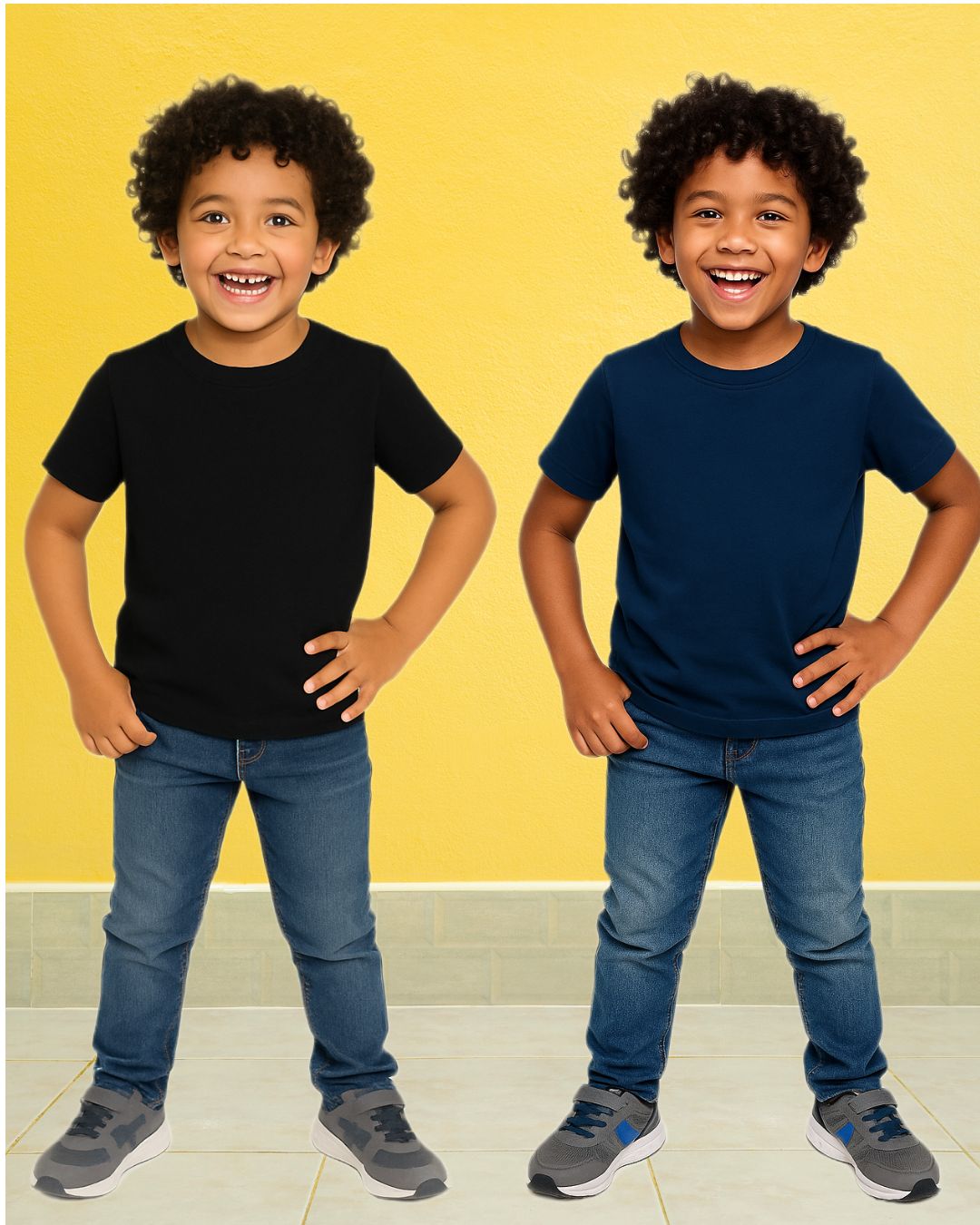 Chilins Kids Round Neck T-Shirt Half Sleeves 100% Cotton Plain Solid Color Tshirt | Grocsy