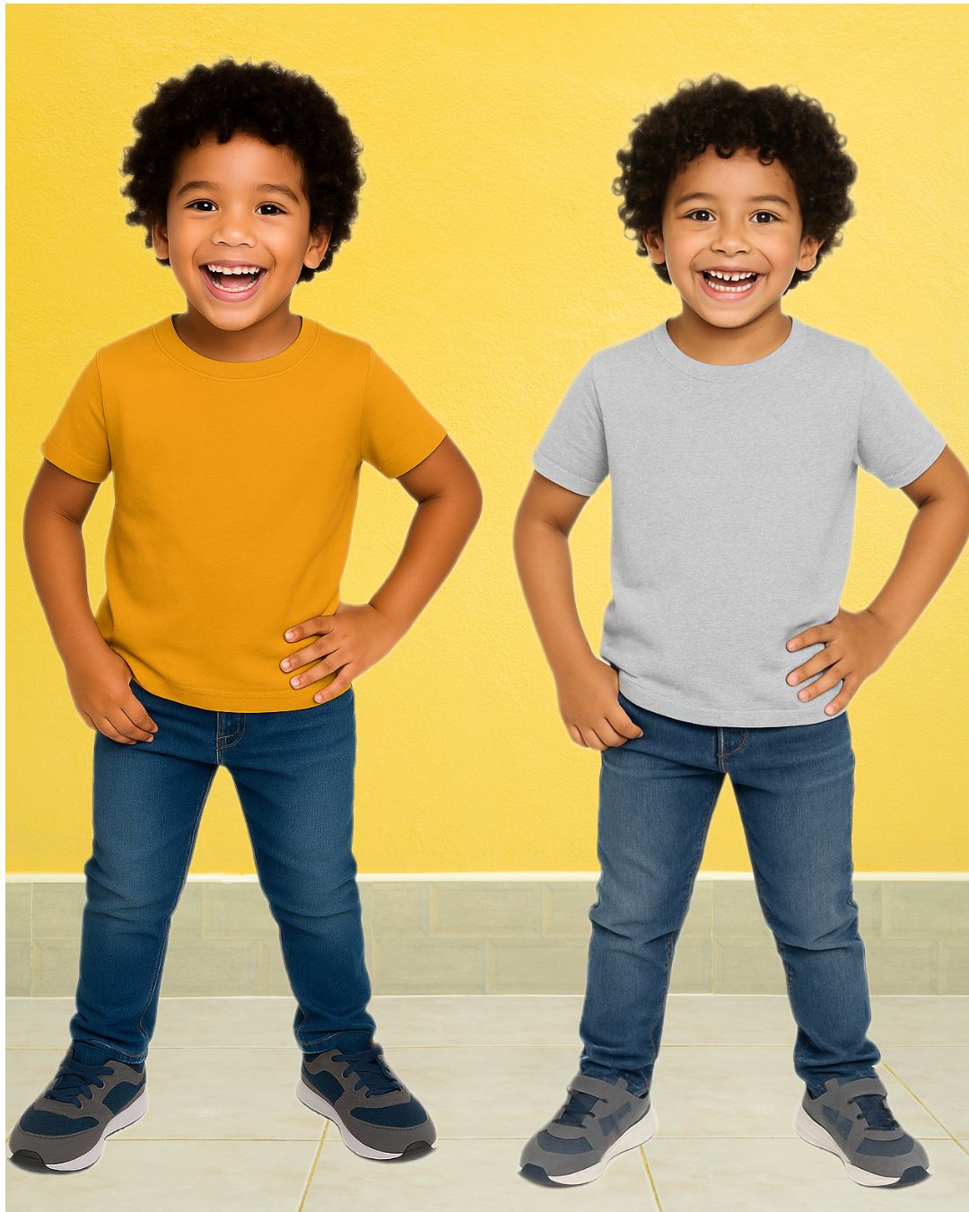 Chilins Kids Round Neck T-Shirt Half Sleeves 100% Cotton Plain Solid Color Tshirt | Grocsy