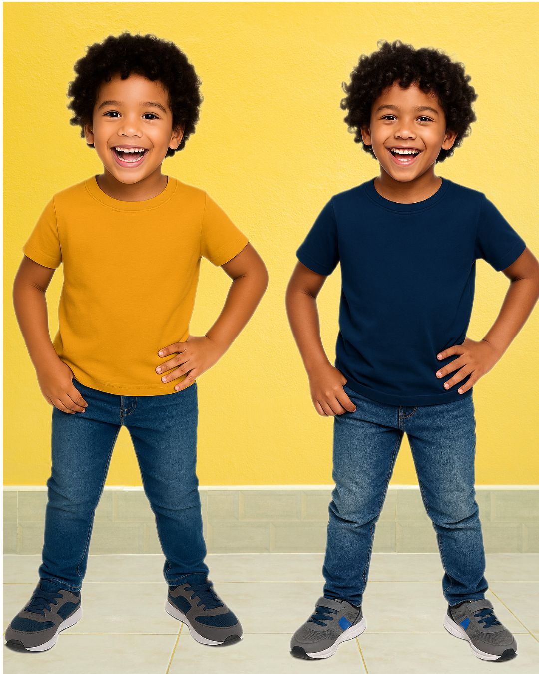 Chilins Kids Round Neck T-Shirt Half Sleeves 100% Cotton Plain Solid Color Tshirt | Grocsy