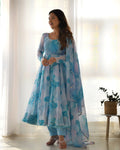 Joban Fashion Sky Kurta Set Organza Sequin Embroidery Work | Grocsy