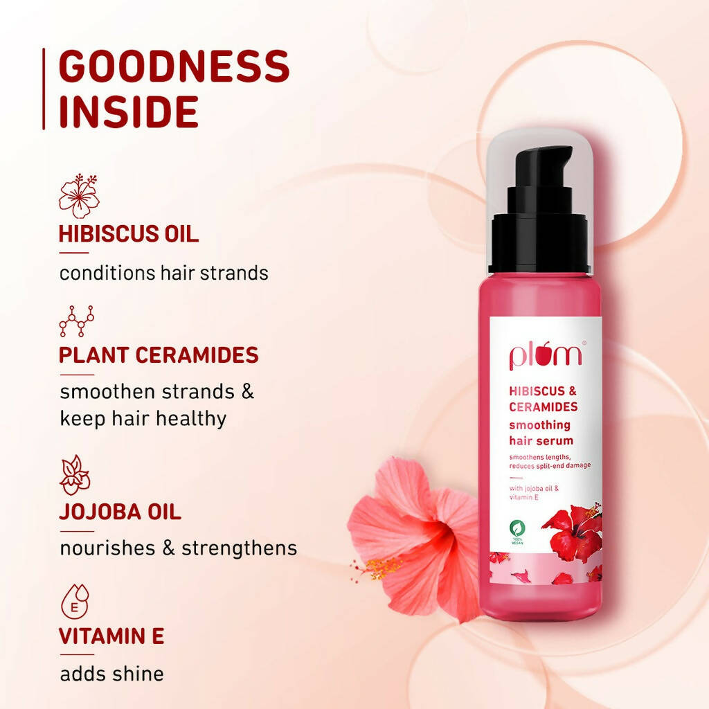 Plum Hibiscus & Ceramides Smoothing Hair Serum | Grocsy