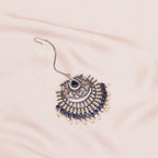 Oversized Diamond & Blue Stone Maang Tikka- Ruby Raang | Grocsy