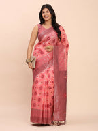 Shree Shyam Fashion Linen Cotton Peach Saree | Grocsy