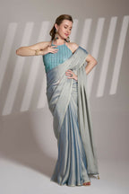 Grey Satin Rangoli Solid Fancy Designer Saree - Nafisa | Grocsy
