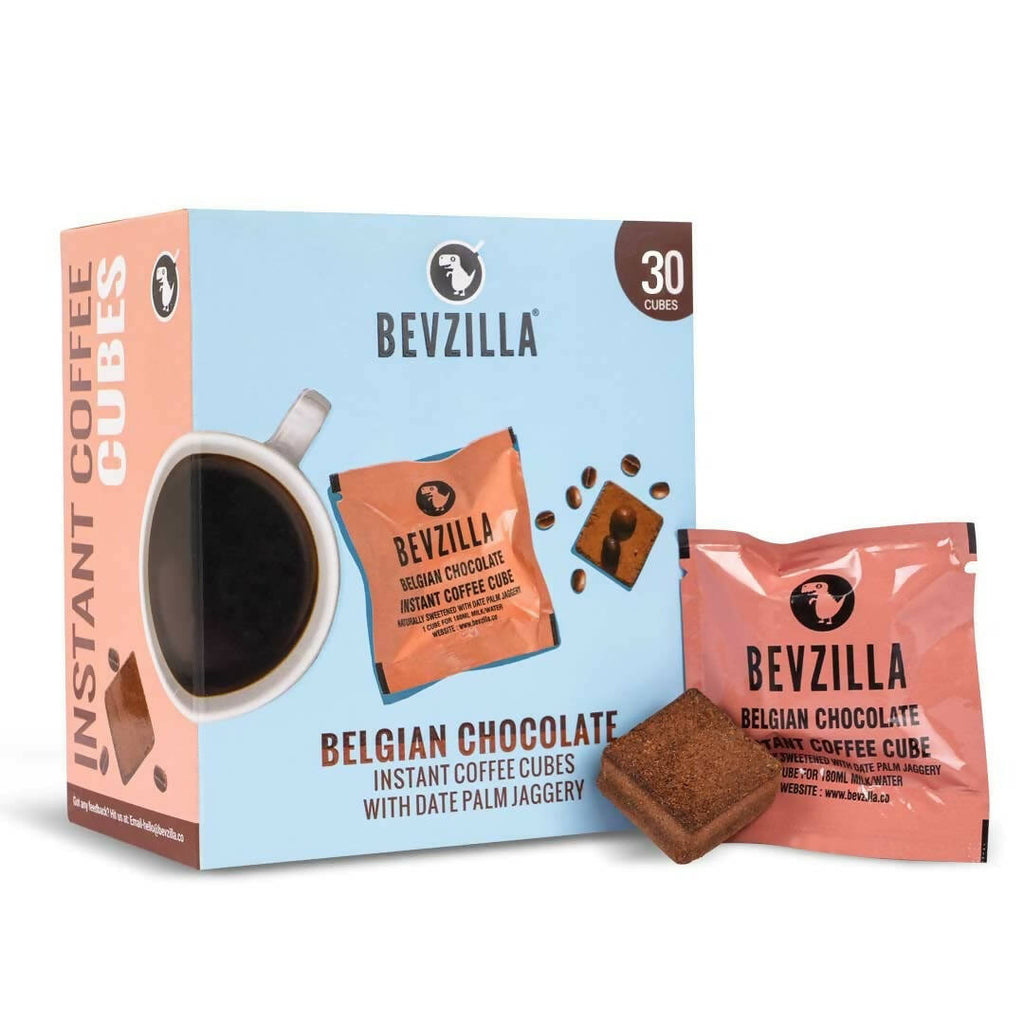Bevzilla Instant Coffee Cubes Pack with Organic Date Palm Jaggery - Belgian Chocolate | Grocsy