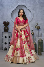 Kesar Fab Ivory Silk Embroidered Lehenga | Grocsy