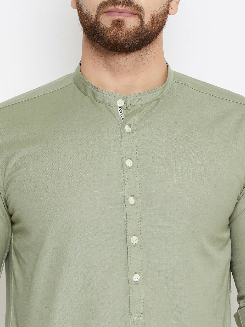 Even Apparels Green Color Men's Pure Cotton Kurta With Band Collar | Grocsy