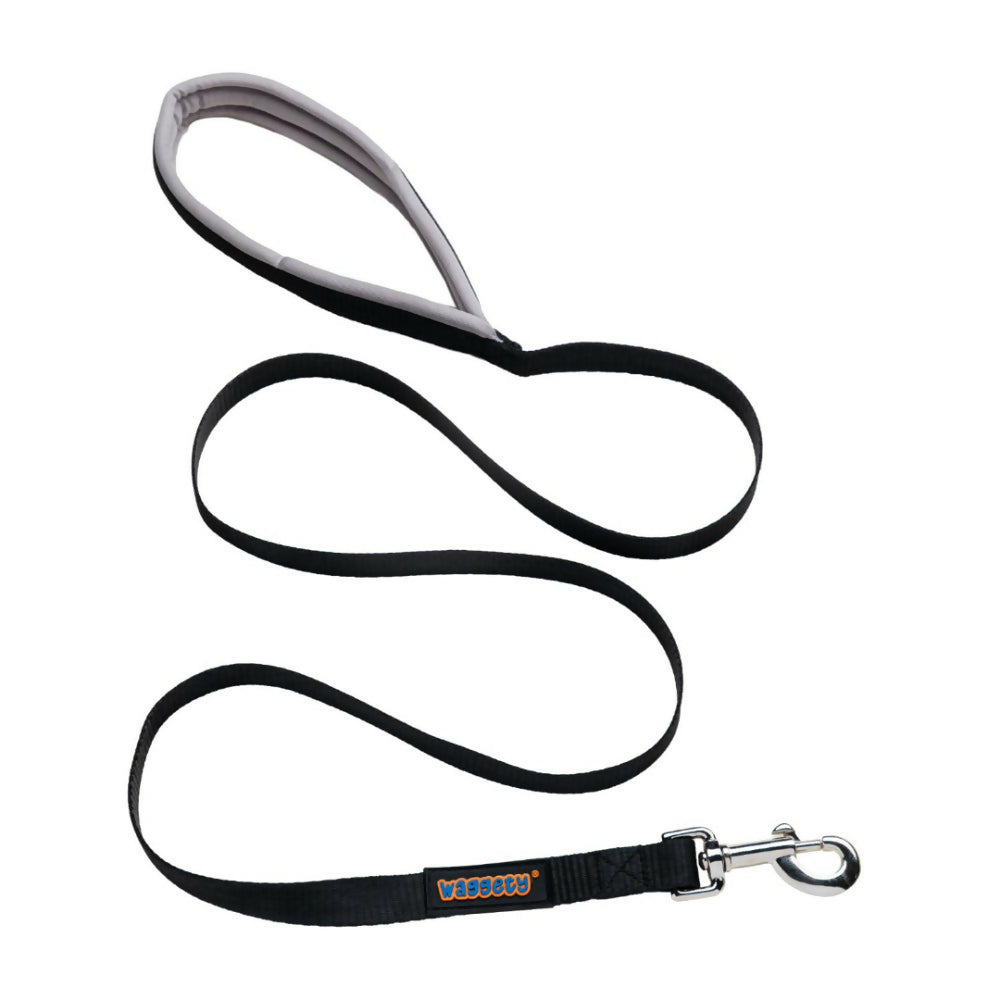 Waggety Dog Leash - Durable Black Polyester, Length - 5Ft, Comfortable Grip, Stylish Pet Leash for Dogs | Grocsy