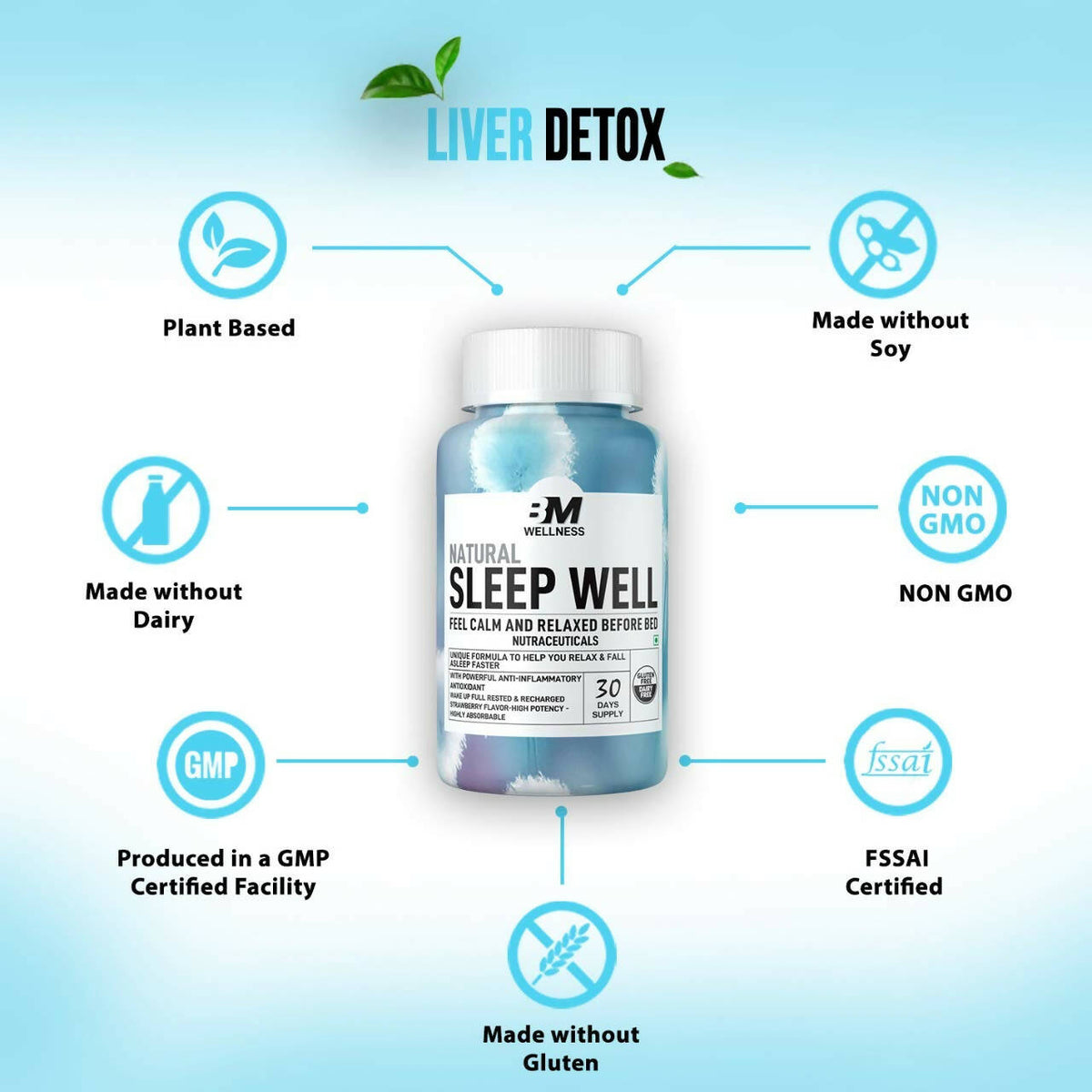 BM Wellness Natural Sleep Well Tablets (800mg) | Grocsy