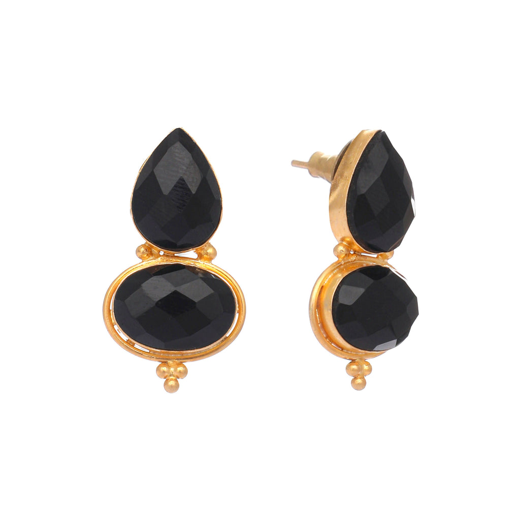 Nuyug 22K Gold Plated Black Embrace Earrings | Grocsy