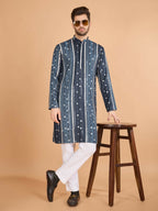 Vastranavya Grey Exclusive Festival Wear Pure Viscose Rayon Sequence & Foil Mirror Heavy Embroidered Work Kurta | Grocsy