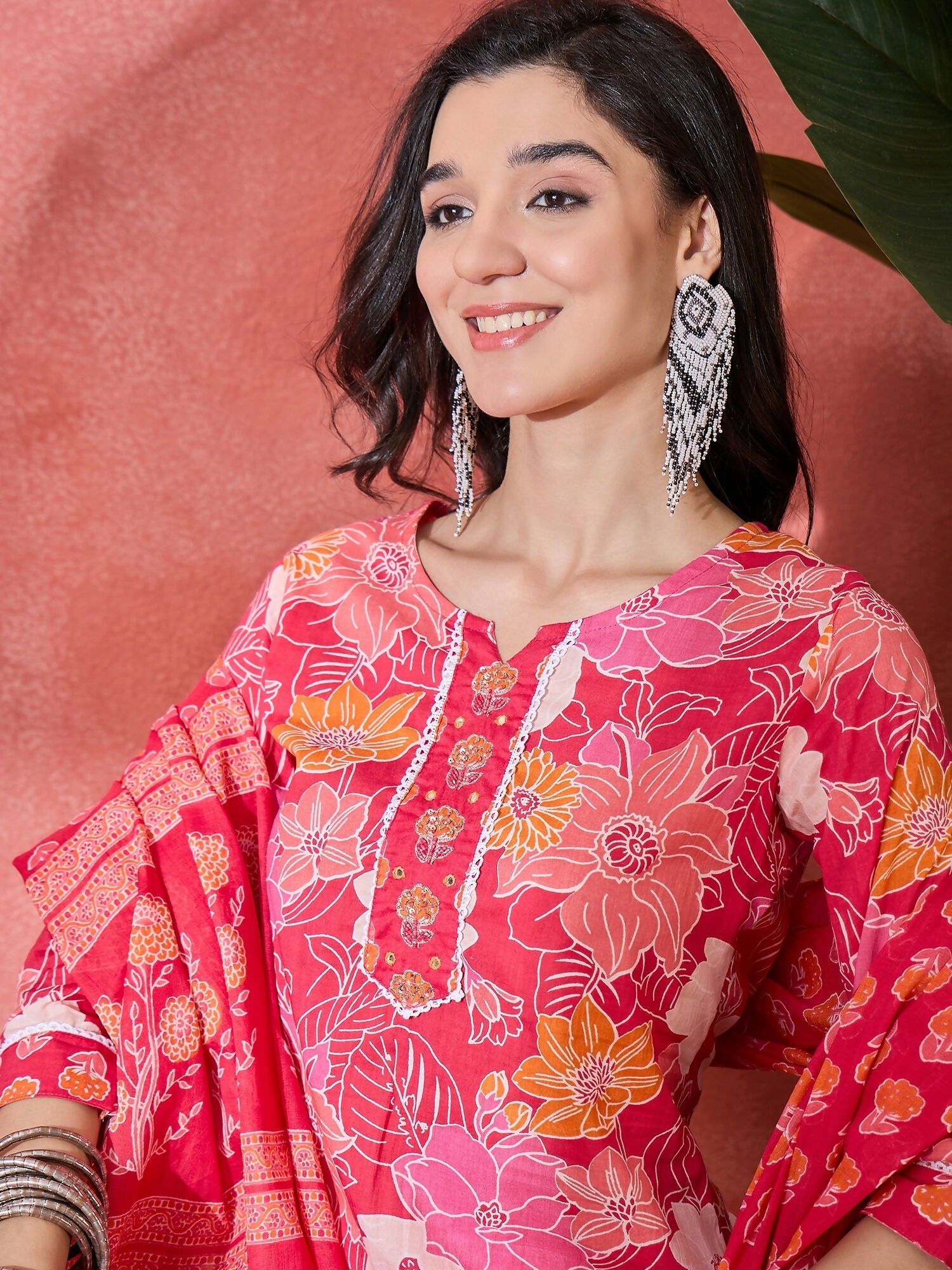 Joban Fashion Printed Pink Pure Cotton Kurta Set | Grocsy