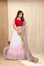 DEIANA'S Beautiful Pure Chinon Jari Silk Weaving Lehengha Choli - White | Grocsy