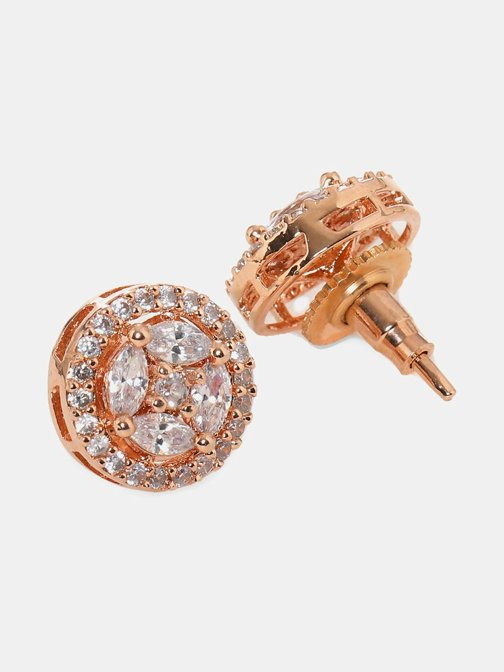Round Rose Gold Diamond Studs- Ruby Raang | Grocsy