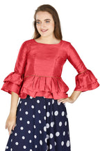 Aastha Fashion Women's Gajri Art Silk Bell Sleeves attire with Poly Cotton Lining Blouse | Grocsy