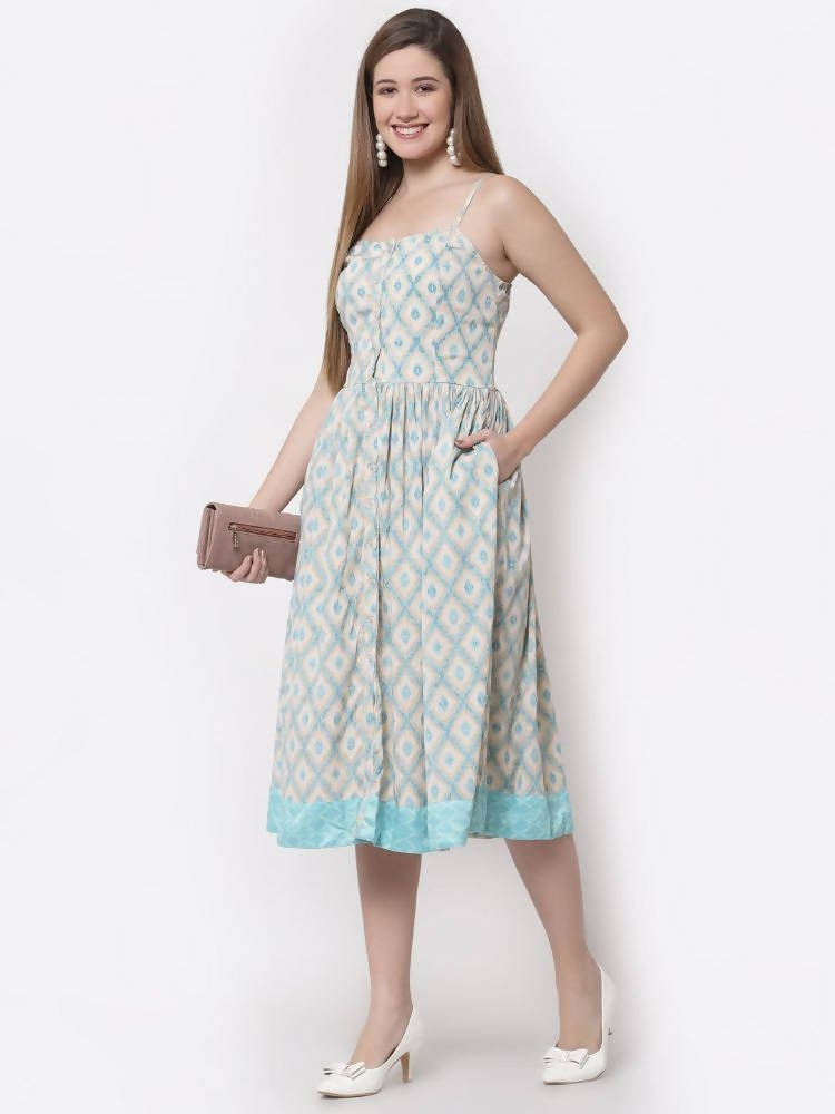 Myshka Multi Color Crepe Printed Sleeveless Dress | Grocsy