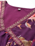 Ahalyaa Women's Traditional Wear Co-ords - Purple | Grocsy