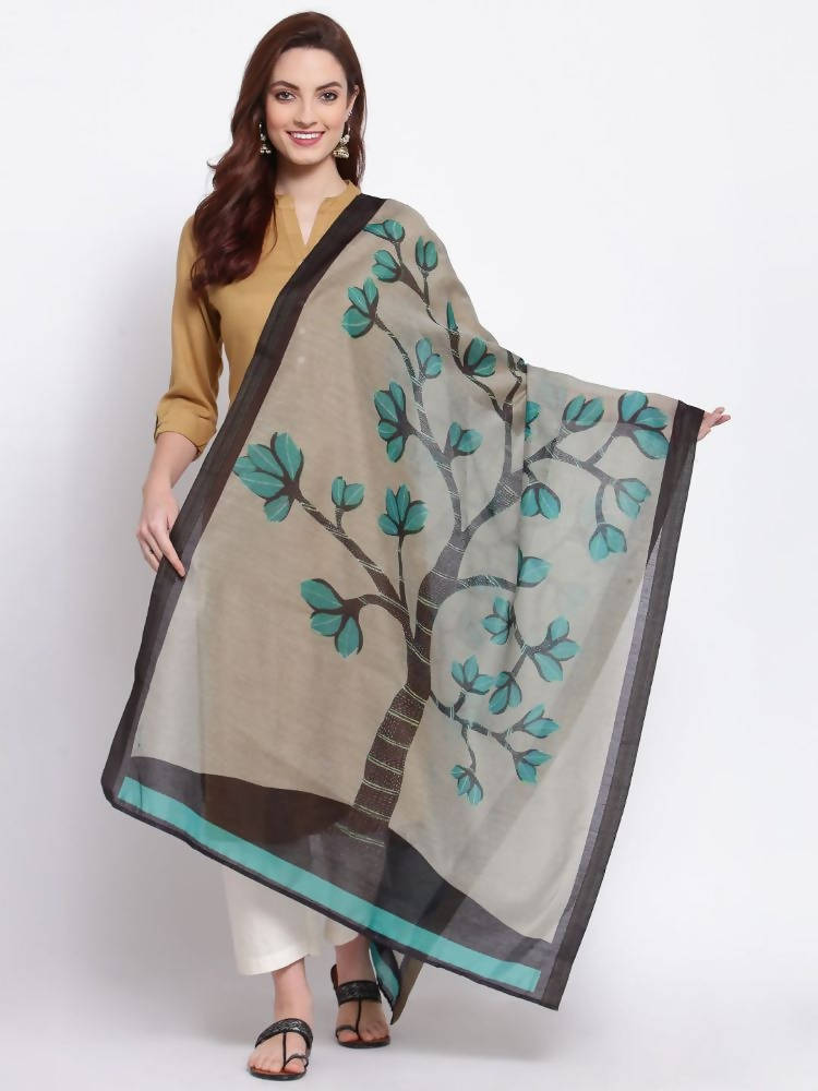 Myshka Women's Beautiful Multi Cotton Silk Printed Casual Dupatta | Grocsy