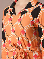 Myshka Women's Multi Printed Polo Collar Party Top With Trousers Co-ord set | Grocsy
