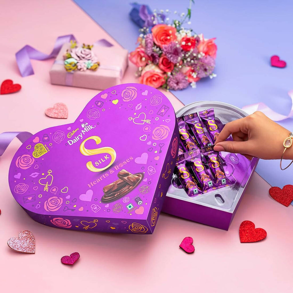 Cadbury Dairy Milk Silk Heart Shaped Valentine's Day Chocolate Gift Box | Grocsy