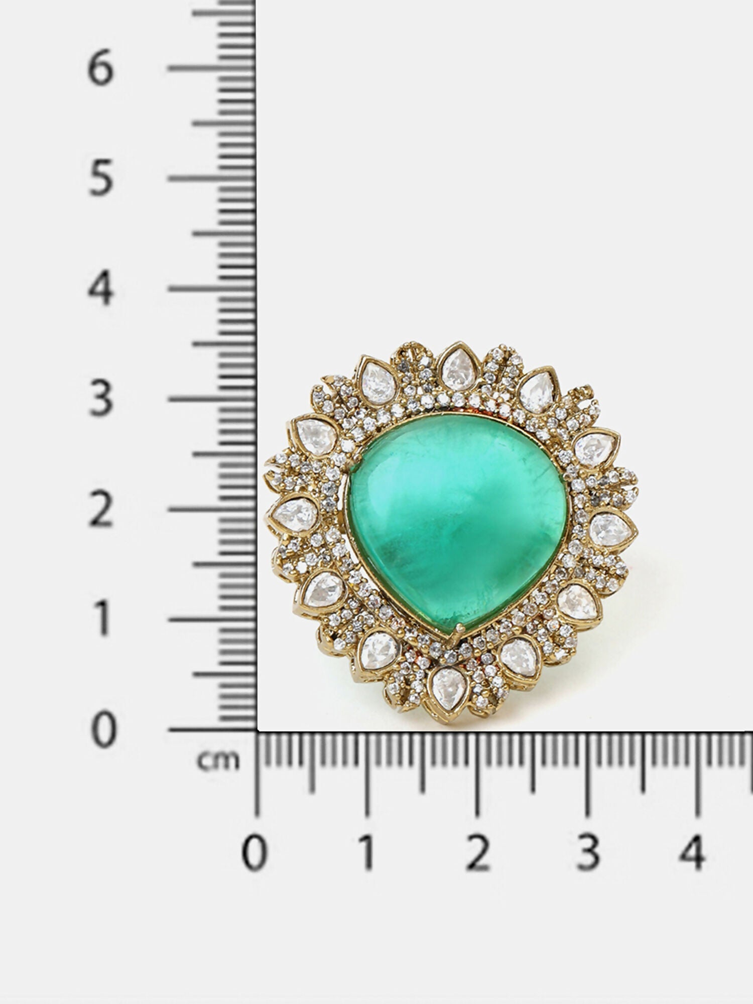 Ruby Raang Teardrop Green Stone Ring | Grocsy