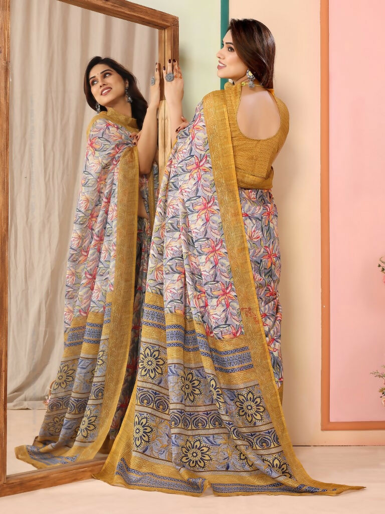 Partywear Designer Mustard Kota Doriya Fancy Saree - Dyuti | Grocsy