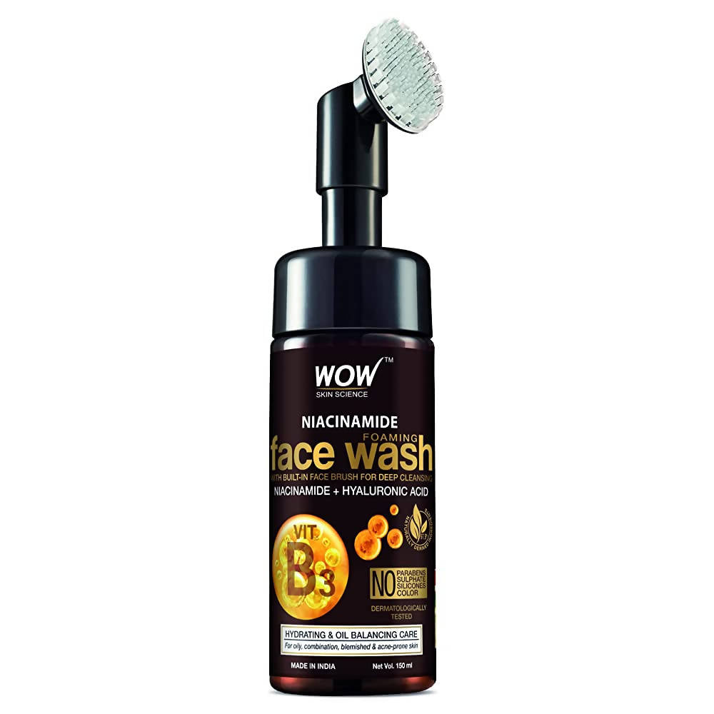 Wow Skin Science Niacinamide Foaming Face Wash With Built-In Brush | Grocsy