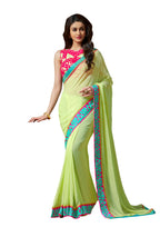 Vamika Light Green Designer Georgette Embroidery Saree | Grocsy