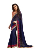 Vamika Navy Blue Designer Georgette Embroidery Saree | Grocsy