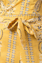 PAVONINE Mustard Color Printed Crop Top And Flared Palazzo Set For Girls & Women | Grocsy