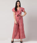 PAVONINE Peach Color Printed Crop Top And Flared Palazzo Set For Girls & Women | Grocsy
