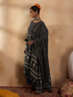 Indo Era Black Printed Straight Kurta Palazzos With Dupatta set | Grocsy