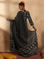 Indo Era Black Printed Straight Kurta Palazzos With Dupatta set | Grocsy