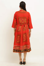 PAVONINE Jaipuri Block Print Red Color Dress For Girls & Women | Grocsy