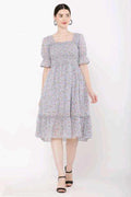 PAVONINE Grey Color Georgette Fabric Body Kansai Midi For Girls | Grocsy