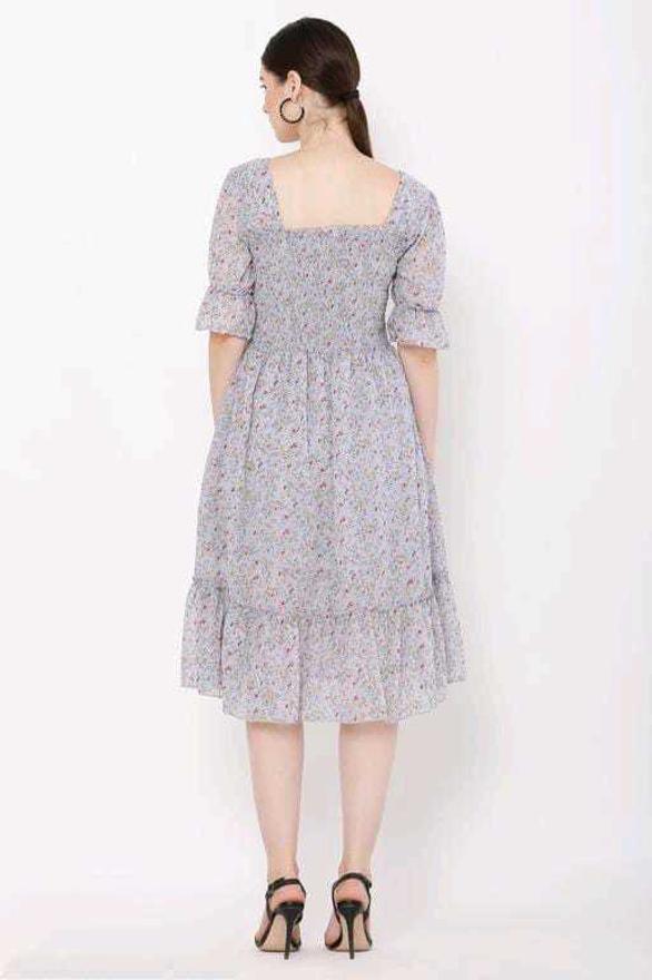 PAVONINE Grey Color Georgette Fabric Body Kansai Midi For Girls | Grocsy