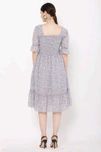 PAVONINE Grey Color Georgette Fabric Body Kansai Midi For Girls | Grocsy