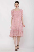 PAVONINE Peach Color Georgette Fabric Body Kansai Midi For Girls | Grocsy