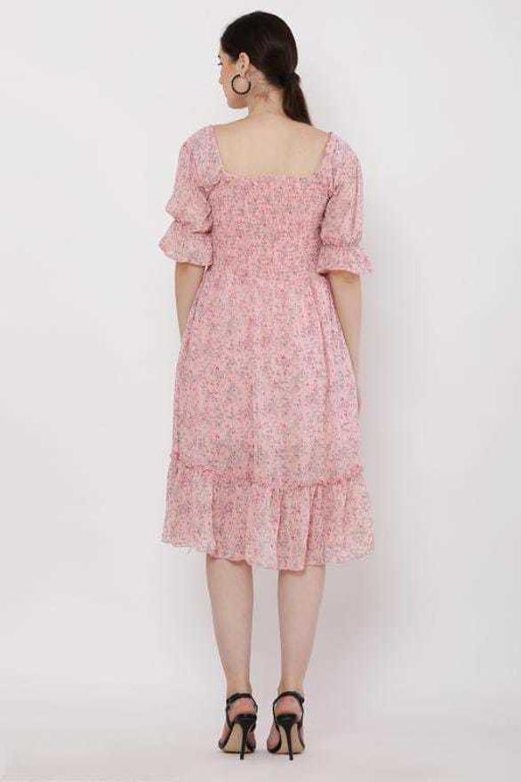 PAVONINE Peach Color Georgette Fabric Body Kansai Midi For Girls | Grocsy